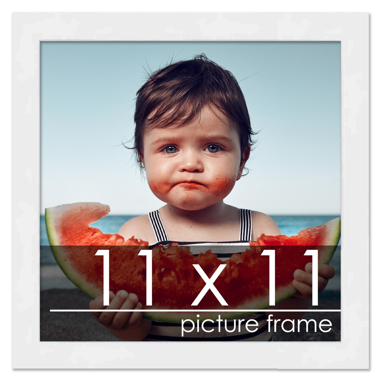 Square Classic Modern White Picture Frame - UV Acrylic, Foam Board Backing, Hanging Hardware